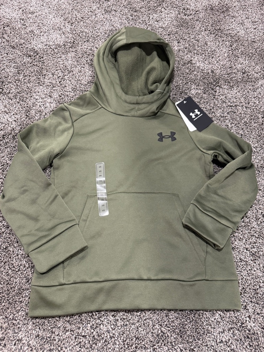 Under Armour Olive green Pullover Hoodie with Logo on back. NWT